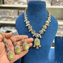 Hira Collection Crystal And Austrian Stone Necklace Set With Maang Tikka