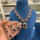 Hira Collection Crystal And Austrian Stone Necklace Set With Maang Tikka