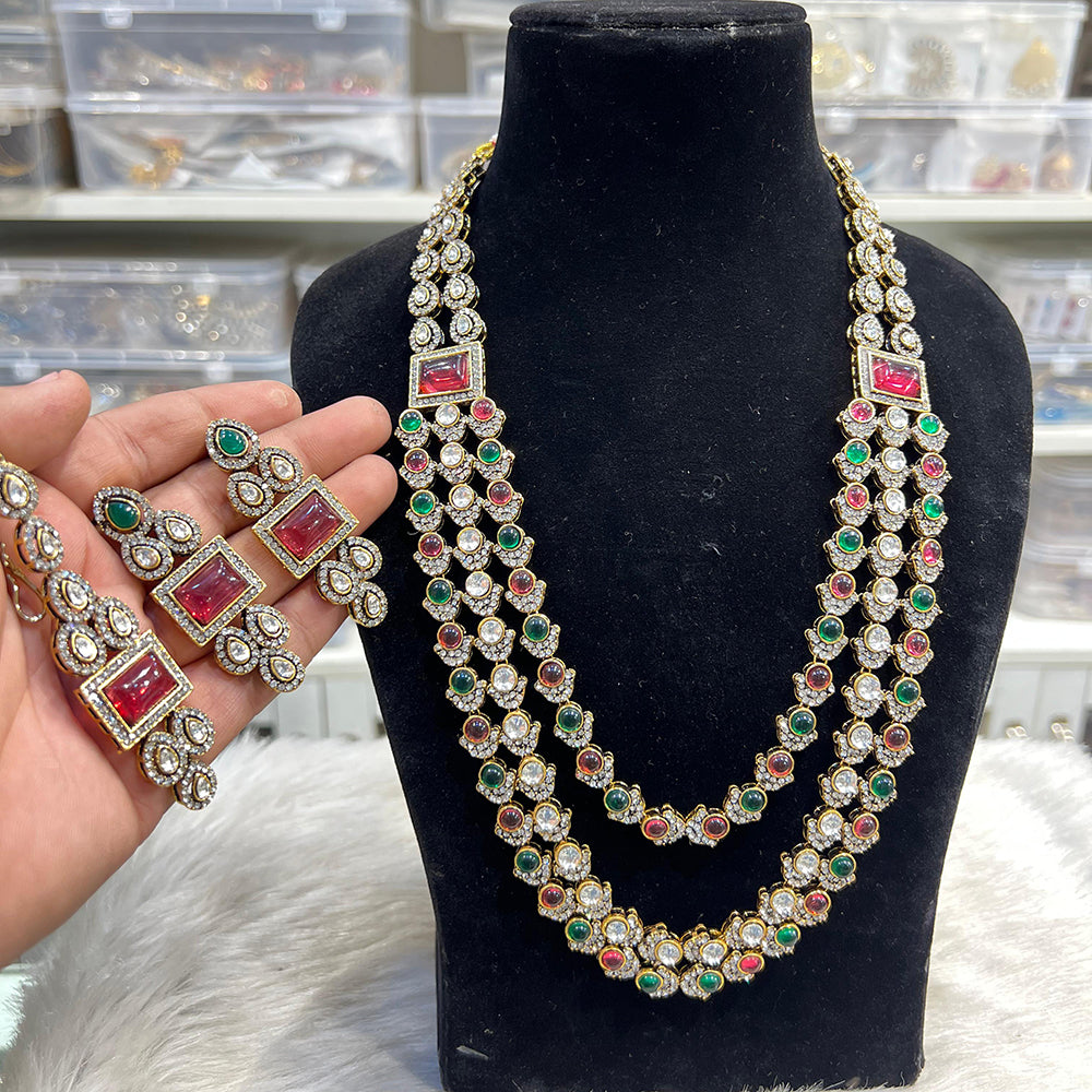 Hira Collection Crystal And Austrian Stone Necklace Set With Maang Tikka