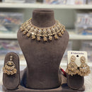 Hira Collections Sparkling Crystal And Pearl Choker Necklace Set