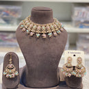 Hira Collections Sparkling Crystal And Pearl Choker Necklace Set