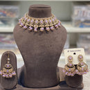 Hira Collections Sparkling Crystal And Pearl Choker Necklace Set