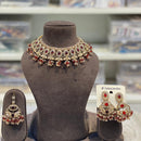 Hira Collections Sparkling Crystal And Pearl Choker Necklace Set