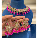 Hira Collections Sparkling Crystal And Pearl Choker Necklace Set