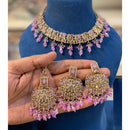 Hira Collections Sparkling Crystal And Pearl Choker Necklace Set