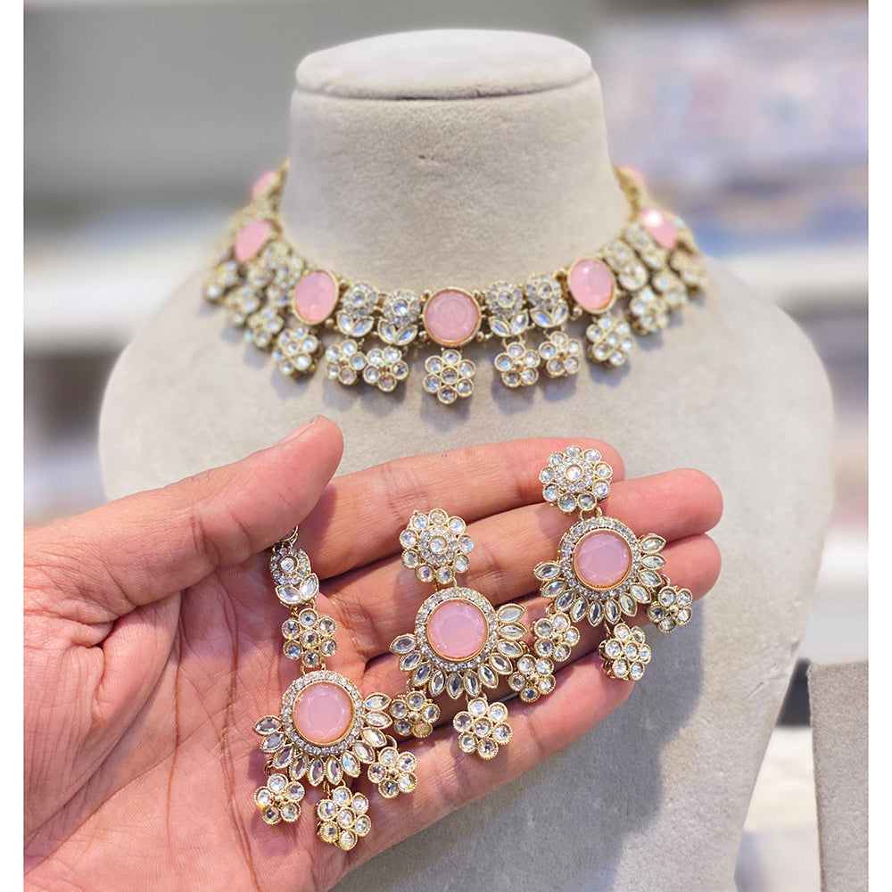 Hira Collections Premium Crystal Stone And Austrian Choker Necklace Set