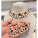 Hira Collections Premium Crystal Stone And Austrian Choker Necklace Set