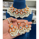 Hira Collections Glam Kundan Stone And Pearl Meenakari Choker Necklace Set