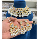 Hira Collections Glam Kundan Stone And Pearl Meenakari Choker Necklace Set