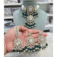 Hira Collections Glam Kundan Stone And Beads Choker Necklace Set