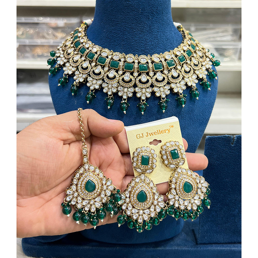 Hira Collections Glam Kundan Stone And Beads Choker Necklace Set