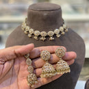 Hira Collections Sparkling Crystal And Pearl Necklace Set