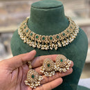 Hira Collections Sparkling Crystal And Pearl Necklace Set