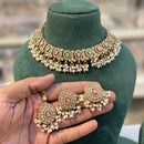 Hira Collections Sparkling Crystal And Pearl Necklace Set