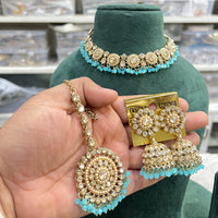 Hira Collections Crystal Stone And Pearl Designer Necklace Set