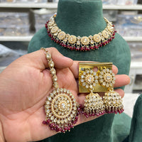 Hira Collections Crystal Stone And Pearl Designer Necklace Set