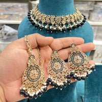 Hira Collections Crystal Stone And Pearl Designer Necklace Set