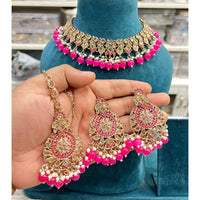 Hira Collections Crystal Stone And Pearl Designer Necklace Set