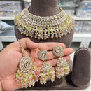 Hira Collections Crystal Stone And Pearl Designer Choker Necklace Set