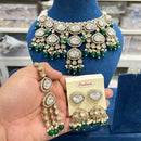 Hira Collections Royal Kundan Stone Pearl And Beaded Choker Necklace Set