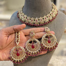 Hira Collections Crystal Stone And Pearl Designer Necklace Set