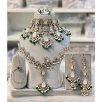 Hira Collections Heritage Kundan Stone Beads And Pearls Semi Bridal Necklace Set