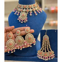 Hira Collections Royal Kundan Stone Pearl And Beaded Choker Necklace Set