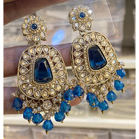 Hira Collections Sparkling Crystal Stone And Beads Dangler Earrings