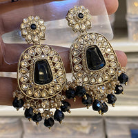 Hira Collections Sparkling Crystal Stone And Beads Dangler Earrings