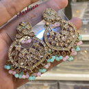 Hira Collections Sparkling Crystal Stone And Pearl Dangler Earrings