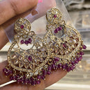 Hira Collections Sparkling Crystal Stone And Pearl Dangler Earrings