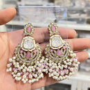 Hira Collections Sparkling Kundan Stone And Beads Dangler Earrings