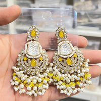 Hira Collections Sparkling Kundan Stone And Beads Dangler Earrings