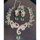 Hira Collections Grand Ganesha Motif American Diamond Necklace Set