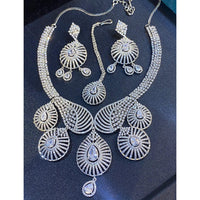 Hira Collections Sparkling American Diamond Designer Necklace Set