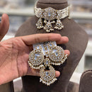 Hira Collections Royal Kundan Stone And Pearl Choker Necklace Set