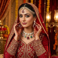 Hira Collections Classic Pota Stone And Austrian Stone Party Wear Necklace Set