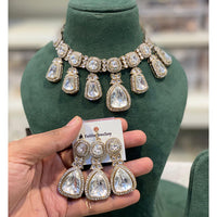 Hira Collections Classic Pota Stone And Austrian Stone Party Wear Necklace Set