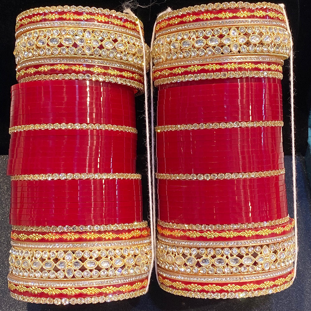 Hira Collections Heavy Look Kundan Stone Wedding Bangles Set