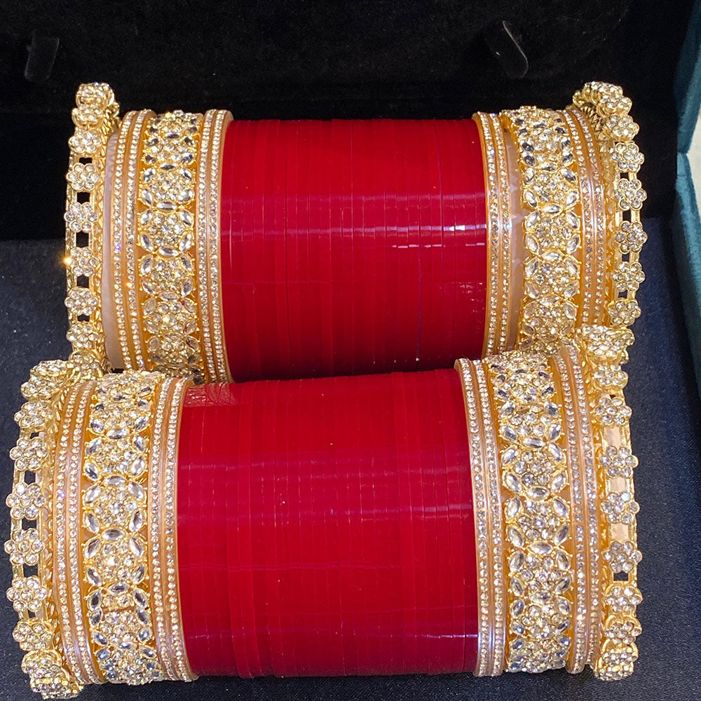 Hira Collections Heavy Look Kundan Stone Wedding Bangles Set