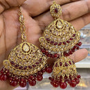 Hira Collections Designer Crystal Stone And Beads Jhumki Earrings With Maangtikka