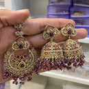 Hira Collections Designer Crystal Stone And Beads Jhumki Earrings With Maangtikka