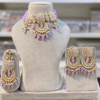 Hira Collections Luxury Kundan Stone Pearl And Beads Choker Necklace Set