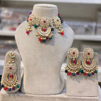 Hira Collections Luxury Kundan Stone Pearl And Beads Choker Necklace Set