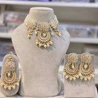 Hira Collections Luxury Kundan Stone Pearl And Beads Choker Necklace Set