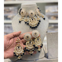 Hira Collections Luxury Kundan Stone Pearl And Beads Choker Necklace Set 