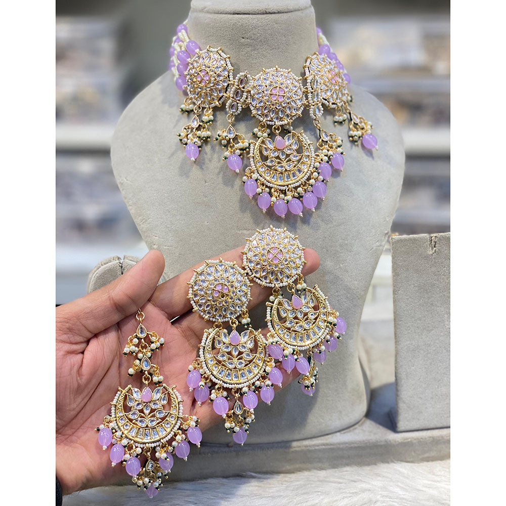 Hira Collections Luxury Kundan Stone Pearl And Beads Choker Necklace Set