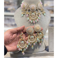 Hira Collections Luxury Kundan Stone Pearl And Beads Choker Necklace Set