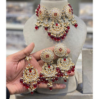 Hira Collections Luxury Kundan Stone Pearl And Beads Choker Necklace Set
