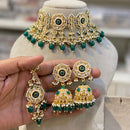 Hira Collections Luxury Kundan Stone Pearl And Beads Meenakari Choker Necklace Set